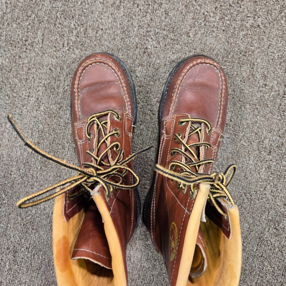 VTG 60s Herman Survivor Boots Mens Size 7‎ Brown Leather Steel Toe Logger